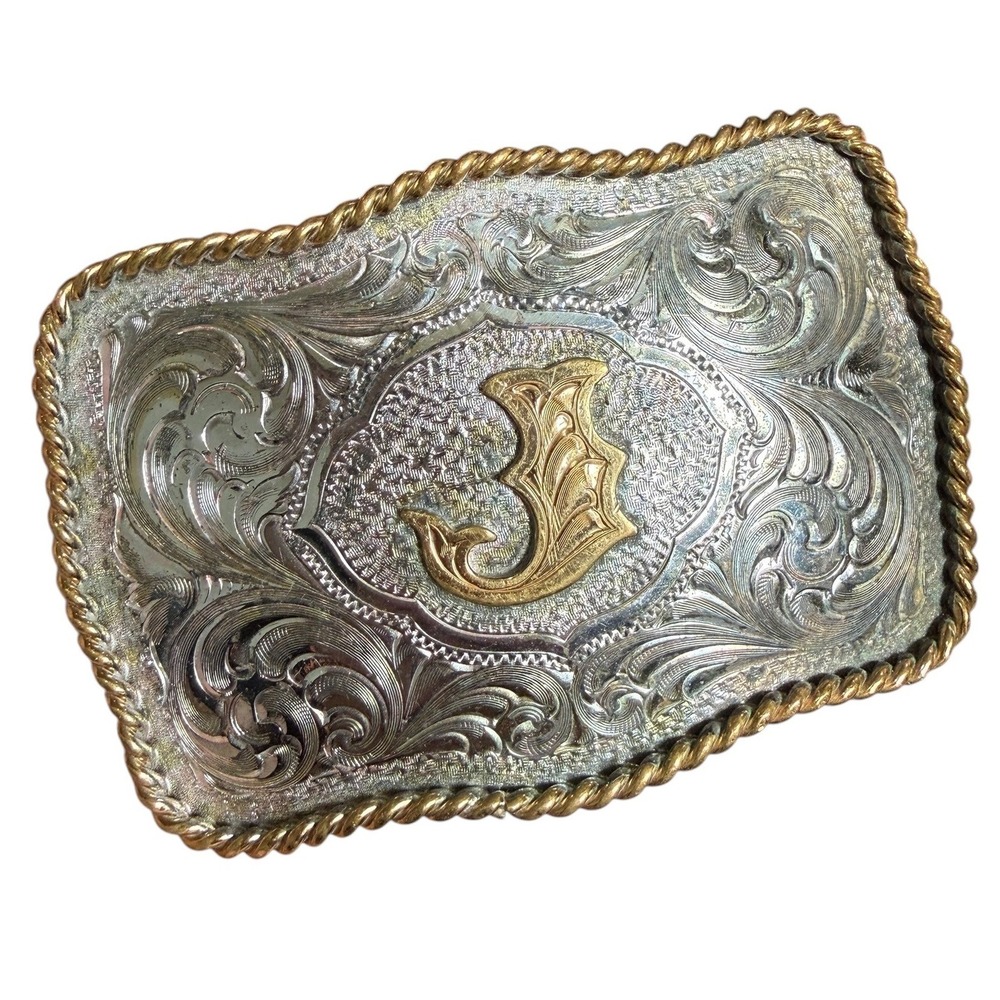 Montana Silversmiths Silver and Gold Western Engraved Belt Buckle
